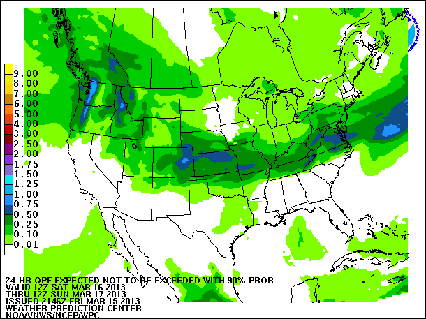 24-Hour 90th
                     Percentile QPF valid 12Z March 17, 2013