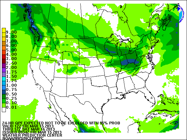 24-Hour 95th
                     Percentile QPF valid 12Z March 16, 2013