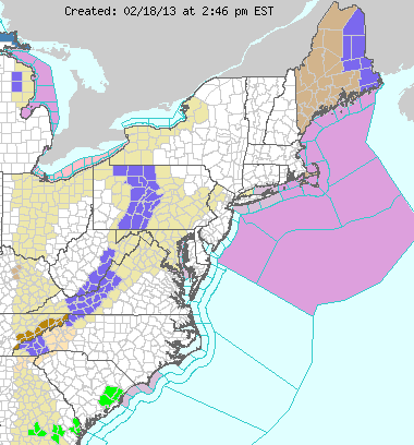 This image displays watches, warnings, statements and advisories issued by the National Weather Service