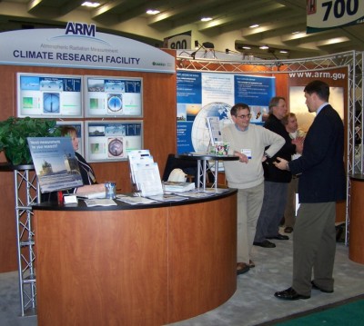 At the ARM outreach display, many visitors unfamiliar with the user facility engaged in lengthy discussions about how to use the sites and obtain data from the Archive.