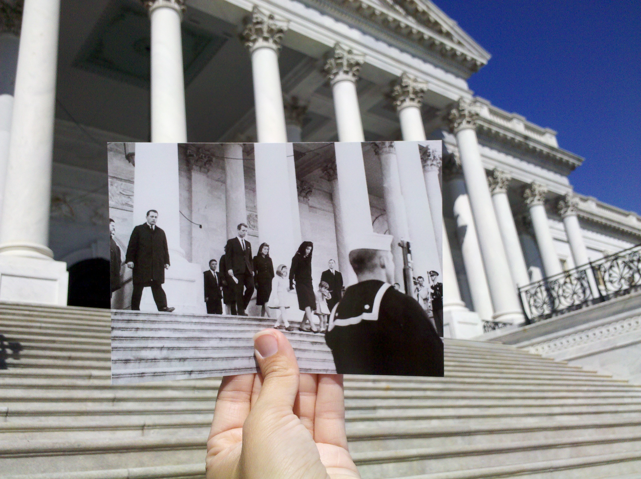 Photograph of the John F. Kennedy Family Members Leaving the Capitol Building, 11/24/1963.  ARC ID 595952.