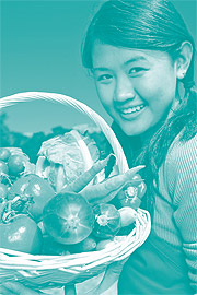 image of a girl with vegetables basket