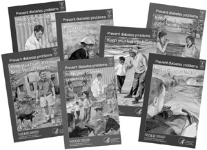 Pictures of the seven booklet covers in the Prevent Diabetes Problems Series.