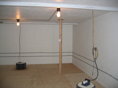 Interior of building with two sensor piers.