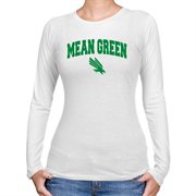 North Texas Mean Green Ladies White Logo Arch Long Sleeve Slim Fit T-shirt