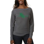 North Texas Mean Green Ladies Distressed Secondary Long Sleeve Boatneck T-Shirt - Charcoal