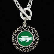 North Texas Mean Green Round Heart Art Nouveau-Style Toggle Necklace