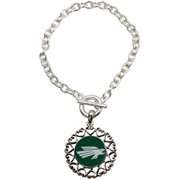 North Texas Mean Green Ladies Round Heart Art Nouveau-Style Toggle Bracelet