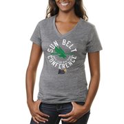 North Texas Mean Green Ladies Conference Stamp Tri-Blend V-Neck T-Shirt - Ash