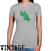 North Texas Mean Green Ladies Ash Distressed Logo Vintage Slim Fit T-shirt