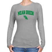 North Texas Mean Green Ladies Ash Logo Arch Long Sleeve Slim Fit T-shirt