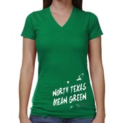 North Texas Mean Green Ladies Paint Strokes V-Neck T-Shirt - Green