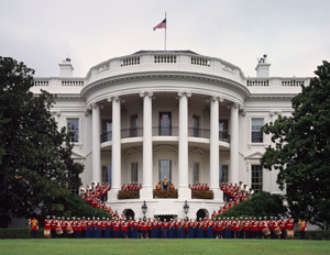  “The President’s Own” United States Marine Band, pictured here on the South Portico of the White House, is the oldest performing musical organization in the United States. It was established in 1798.