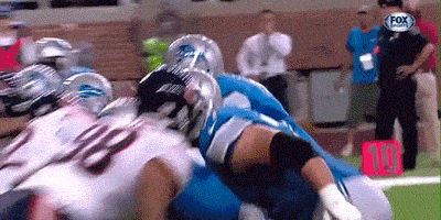 Stafford with the fumble. Stafford with the recovery. Cool play.