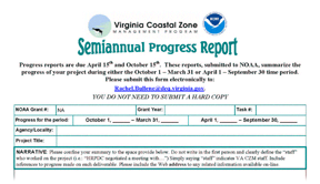 Virginia CZM Grant Progress Reporting Form