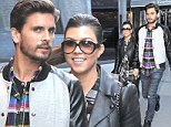 Check us out! Kourtney Kardashian and Scott Disick wear matching plaid shirts and leather jackets for a Big Apple lunch date