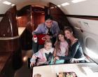 
	Charlie Sheen Twitter photo with Denise Richards and their daughters, Samantha and Lola, aboard his jet at Van Nuys Airport, posted November 16, 2013. Caption reads:
