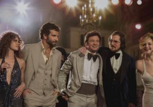 From left, Amy Adams, Bradley Cooper, Jeremy Renner, Christian Bale and Jennifer Lawrence in “American Hustle”