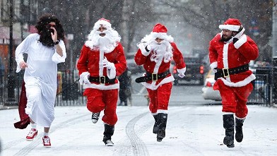 Bar Goers Take Part In Santacon