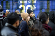 Shoppers take advantage of sales on Nov. 29, 2013 in New York City. 