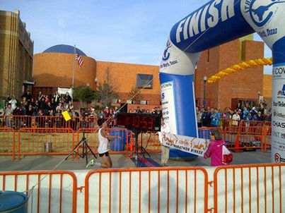 Photo: From NBC 5's Mark Schnyder: Cowtown half marathon winner.  19-year old and UTA student Carlos Arias. First half marathon he ever ran! http://trib.al/hksSmmR