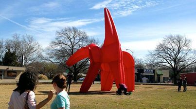 Photo: Keep an eye out for a big, red-orange inflatable balloon in Fort Worth this week. The balloon is a replica of a sculpture called The Eagle. Alexander Calder's six-ton steel eagle once stood on Throckmorton Street in Downtown Fort Worth in front of what is now The Tower. http://trib.al/oXSUVt3