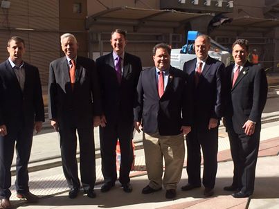 Photo: Members of Congress joined Texas Transportation Commissioner Jeff Austin III to hear about important projects in North Texas. L-R: Rep. Markwayne Mullin, Rep. Thomas Petri, DART Executive Director Gary Thomas, Rep. Blake Farenthold, DFW Airport Authority CEO Sean Donohue and Texas Transportation Commissioner Jeff Austin III.