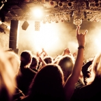 Crowd at a rock venue.