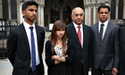 Benedict Barboza, husband of Jacintha Saldanha, with son Junal, daughter Lisha and MP Keith Vaz