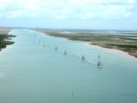 Mexican Shrimping Fleets Depart the Port of Brownsville after Safe Harbor from Tropical Storm Dolly