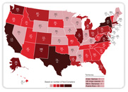 Map of United States with number of non-compliers displayed by state (see Text View)