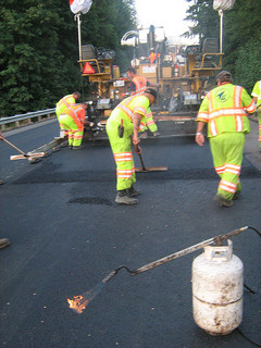 Crews laying fresh pavement