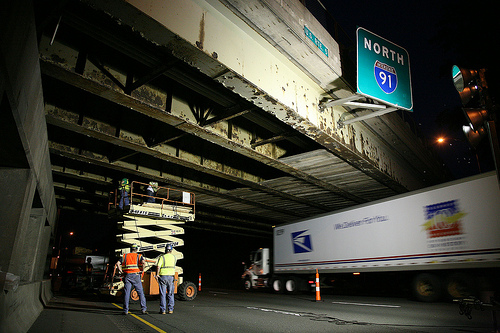 Work on the Enfield bridge over Interstate 91.