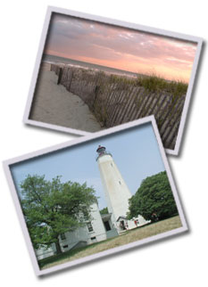 Snow Fence at the Shore and New Jersey Lighthouse