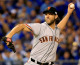 KANSAS CITY, MO - OCTOBER 21: Madison Bumgarner #40 of the San Francisco Giants pitches in the first inning against the Kansas City Royals during Game One of the 2014 World Series at Kauffman Stadium on October 21, 2014 in Kansas City, Missouri.