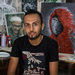 Belal Khaled in his studio at a Gaza refugee camp.