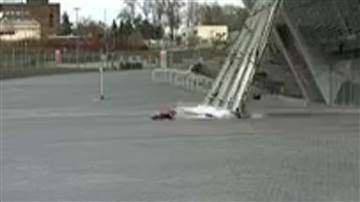 Girl evades Ukraine stadium collapse by inches