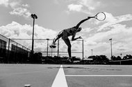 Eugenie Bouchard practicing in July.