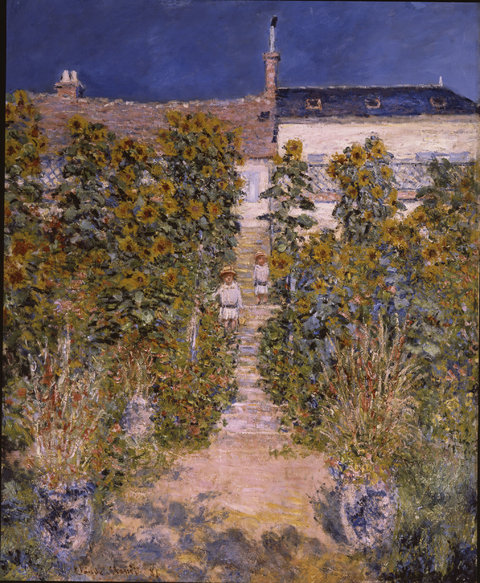 Monet's "Le jardin de l’artiste à Vétheuil" is among the works to be given to the Los Angeles County Museum of Art.