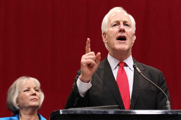 U.S. Senator John Cornyn speaks to the audience at the GOP election night party in Austin on Tuesday, Nov. 4, 2014. (Kin Man Hui/San Antonio Express-News)