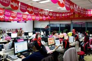 Tmall employees working in Hangzhou, China, early on Tuesday. Singles’ Day is crucial for many small- and medium-size retailers in China.