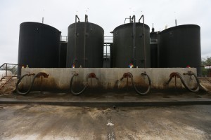 A fracking fluid disposal well site near Gonzales, TX. 