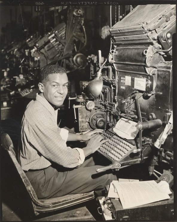 Millard Williams, a substitute printer, on a Linotype machine at The Times in 1959. 