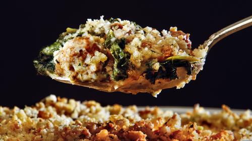 Italian sausage and kale gratin