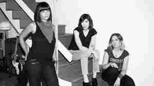 Sleater-Kinney's Janet Weiss (left), Carrie Brownstein (center) and Corin Tucker (right) join All Songs Considered hosts Bob Boilen and Robin Hilton to discuss new album No Cities To Love. 