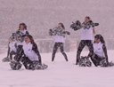 Not Even A Blizzard Can Stop The Cheerleaders