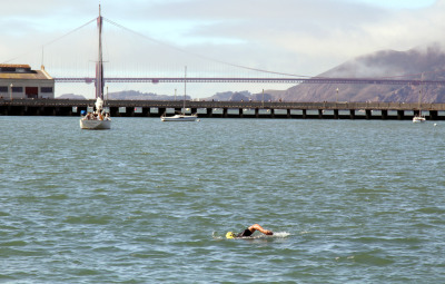 Paul DeAngelis on a recent swim around Aquatic Cove in San Francisco.