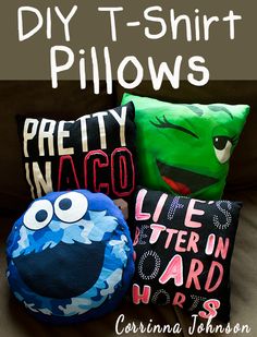 DIY T-Shirt Pillow Craft - A super easy and fun sewing craft for beginners #recycled #upcycled #crafts