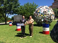 'We kicked off this year's @[8635676303:274:Don't Mess with Texas Program] Campaign at the State Capitol today. The giant ball of trash shows that small bits a trash can really add up. #dontmesswithtexas'