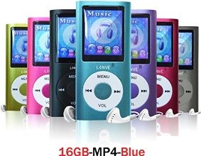 Lonve Blue 16GB MP4/MP3 Player Music 1.81'' Screen MP4 Music/Audio/Media Player with FM Radio